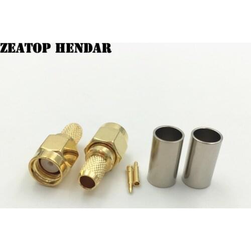 1000Pcs Brass SMA Male Jack RF Crimp for RG58 RG142 LMR195 RG400 RG223 Cable Plug Straight Adapter Connector