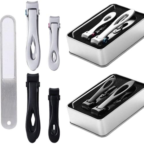 3Pcs/set Silver Black Nail Clippers Set Fingernail Toenail Cutter Scissors Large Stainless Steel Sharp Sturdy Trimmer Tools