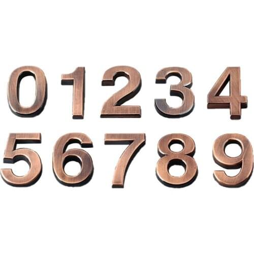 3D Numeral Door Plaque House Drawer Sign Gate Digits 0 To 9 ABS Number Tag Hotel Home Sticker Address Door Label