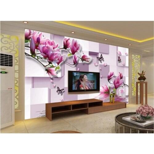 3D stereoscopic magnolia decorative painting the living room TV backdrop photo wall murals wallpaper Home Decoration