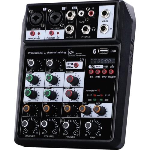 4-Channel Small BT Mixer With Reverb Effect Home Karaoke USB Live Stage Karaoke Performance Electronic instruments