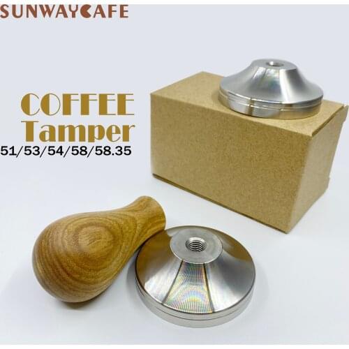 51/53/54/58/58.35mm Stainless Steel Wooden Tamper Dalbergia Odorifera Espresso Powder Cafe Hammer Flat Base Coffee Accessories