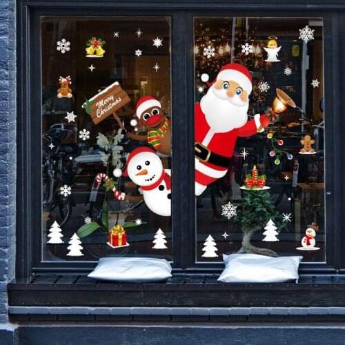 60CM*90CM Large Size Christmas Wall Stickers Fashion Santa Claus Window Room Decoration PVC Vinyl New Year Home Decor Removabl