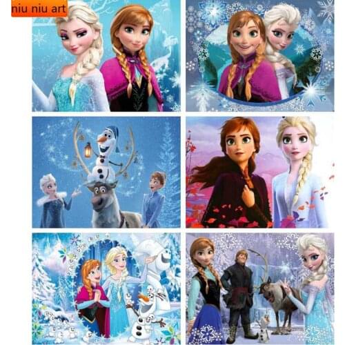 Disney diy Diamond Painting Cartoon Cross Stitch Full Round Diamond Embroidery ice Sister Elsa Anna Diamond Mosaic Decor Gift