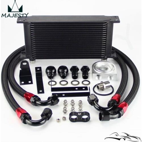 Aluminum 19 Row Engine Oil Cooler with Filter Adapter Kit For S2000 F20 F22 black