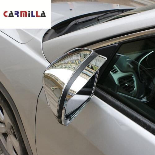Car Chrome Rear View Mirror Rainshield Visor Cover Rain Eyebrow Rainproof Frame Trim For Jeep compass 2th 2017 - 2020