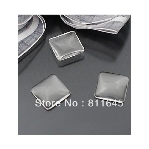 Free shipping,300pcs 12mm Square Shape Clear Cabochon, Magnifying glass domes,clear glass cabochons