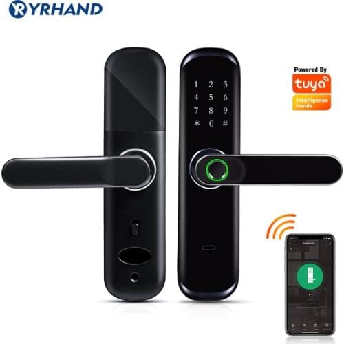 WiFi Tuya Biometric Fingerprint Security Intelligent Smart APP Password Electronic Door Lock