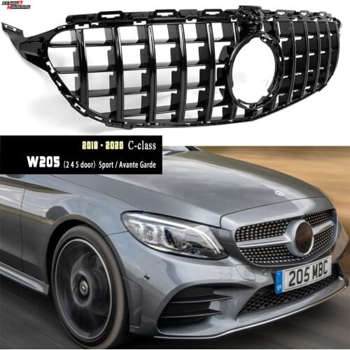 Black / Silver Replacement Grille for Mercedes 2018 - 2020 C-Class 2 4 5 Door A205 C205 W205 S205 Sport Models & Avante Garde