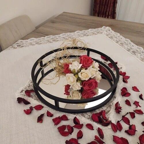 BLACK COLOR MIRROR SERVICE TRAY ENGLISH TRAY Aid Mubarak Decoration Mubarak Ramadan Presentation Tray