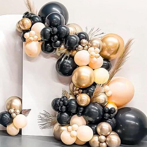 Black Gold Balloon Garland Arch Kit Chrome Gold Latex Ballon Happy Birthday Party Decor Kids Adult Wedding Baby Shower Balloons
