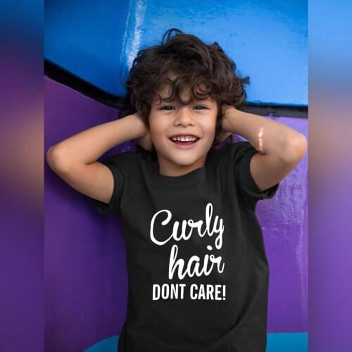 Kid Funny Shirt Curly Hair Don't Care Toddler Kids Girl Boys Print Tshirt Casual Children Short Sleeve T Shirt Streetwear