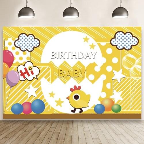 Baby Welcome Cartoon Baby Elephant Chick Backdrop Studio Photography Children Birthday Party Poster Decors Prop Background