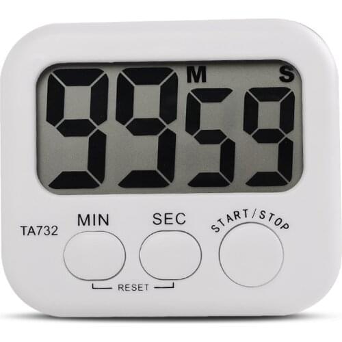 White Mini Electronic Large LCD Digital Kitchen Timer Clock Countdown Count Time Loud Alarm Home Oven Cooking Tools Accessories
