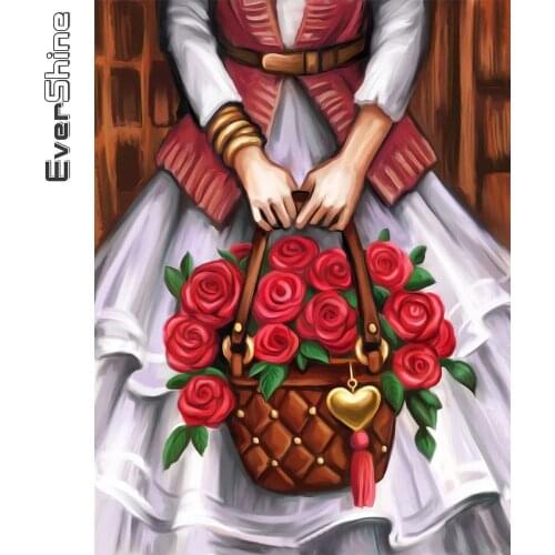 Evershine Diamond Painting Flower Full Square Round Drill Mosaic 5D Diamond Embroidery Woman Cross Stitch Portrait Wall Decor