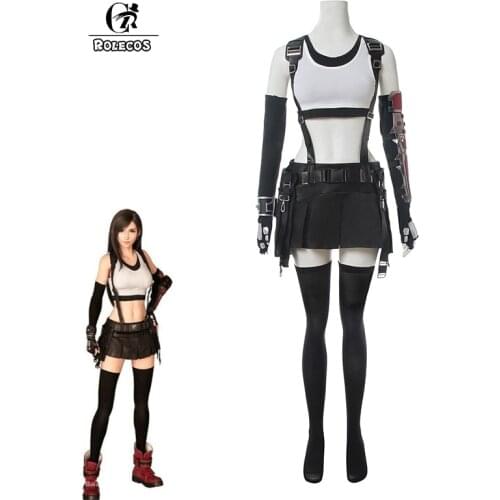 ROLECOS Game Final Fantasy VII Costume FFVII FF7 Tifa Cosplay Uniform Sexy Dress Adult Sexy Women Leather Cosplay Costume