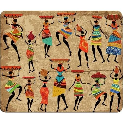 Home/Office African Mouse Pad, African Women Artwork Women In Tribal Dresses Mouse Pad Nonslip