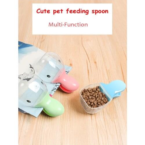 Cute Cartoon Multi-Function Pet Food Water Spoon for Cats/Puppies/Small Dogs Plastic Duckbilled Scoop Fountain Feeding Supplies