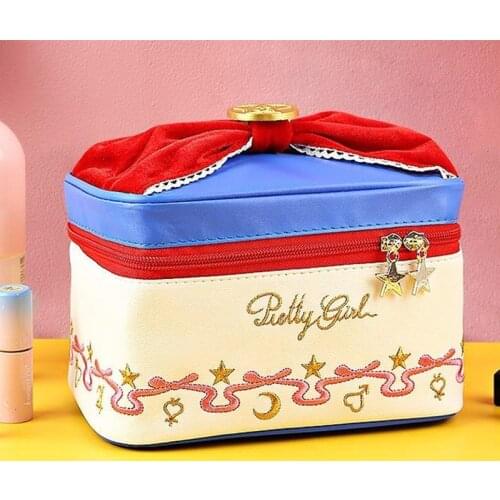 Fashion portable cartoon travel cosmetic bag cute waterproof sailor moon portable small cosmetic bag storage bag lady cosmetic