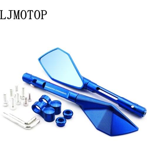Motorcycle Mirrors CNC Aluminum Motorbike Handlebar Rearview Mirrors Blue For Ducati 400 620 695 696 796 821 797 900 MONSTER