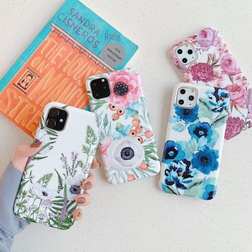 Luxury Artistic Oil Painting Flower IMD Soft Case For iphone XR XS MAX X SE 2020 6S 7 8 plus 11 12 Pro Max back protection cover