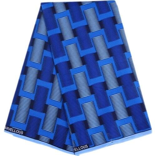 Mylb real Wax Prints 100% Polyester Fabric New blue Wax High Quality 6 yards African Fabric for Party Dress