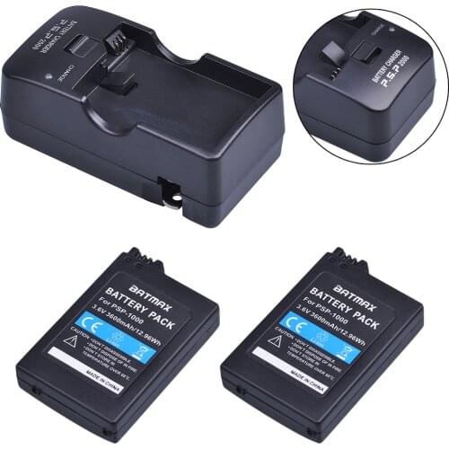 2Pcs 3600mAh PSP 1000 Battery + Charger for PSP 1000 Playstation Sony PSP1000 Sony PSP 1000 (1001, 1002, 1003, 1004, 1005, 1006