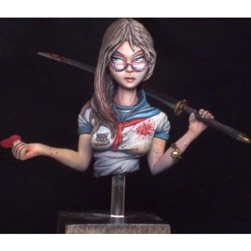 Unpainted Kit 1/12 Samurai Girl Fantasy bust figure Historical Resin kit miniature model