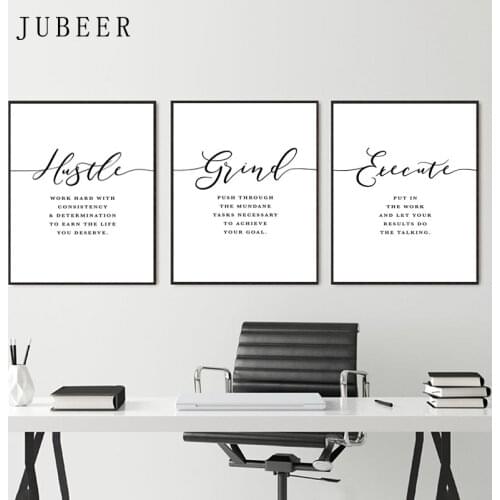 Office Decor poster for Girl Boss Hustle canvas prints Inspirational Quotes wall art Motivational painting Entrepreneur Gift