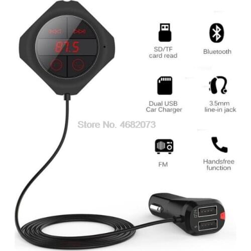 By DHL/Fedex 20pcs FM Transmitter Bluetooth Car Kit MP3 Player Wireless LED Display USB Charger Support Tf Card for phone hot