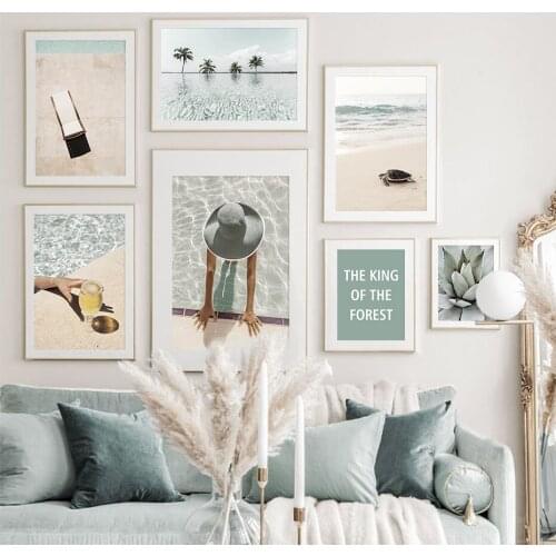 Landscape Wall Canvas Painting Modern Swimming Pool Agave Maldives Beach Wall Art Prints Poster Picture Living Room Home Decor