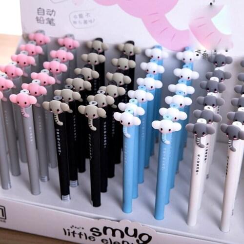 48 pcs/lot Creative Elephant Mechanical Pencil Cute Student Automatic Pen For Kid School Office Supply Promotional gifts
