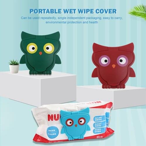 Cartoon cute Owl Baby Wet Wipes Lid Portable Child wipe Tissues Reusable Paper Cover Useful Accessories Blister packaging