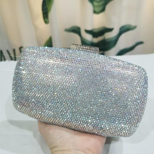 Silver/Gold Evening Crystal Clutch For Girls Purses Luxury Designer Women Diamond Party Mini Wedding Clutches Long Chain Handbag