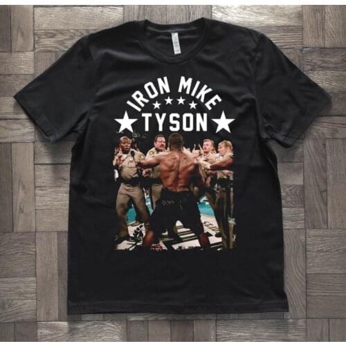 Funny Black Vs Police Confrontation Mens T-Shirt Iron Mike Tyson Anniversary Cotton O-Neck Short Sleeve T Shirt New Size S-3XL