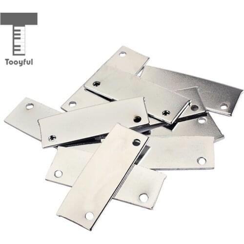 Tooyful 10 Pieces Iron Guitar Dual Rail Pickup Plates Base Chrome for Strat ST SQ Electric Guitar Replacement Parts