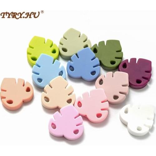 TYRY.HU 5pc Silicone Leaves Beads Baby Silicone Teether Pacifier Clip For Pacifier Chains Cartoon Jewelry Beads BPA Free