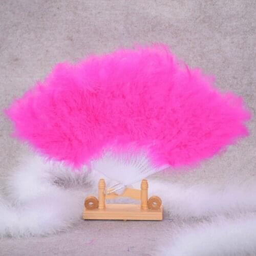 HOT 1PCS Show girl Beautiful feather fan Square Dance goose feather folding fan Wedding Event Party Supplies 13 Colors