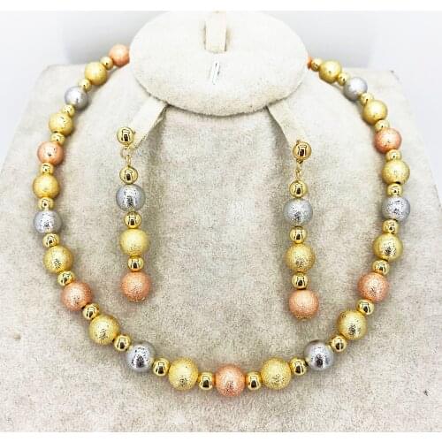 High quality Italian gold colored jewelry for womens African bead jewelry jewelry fashion necklace earrings bracelet jewelry