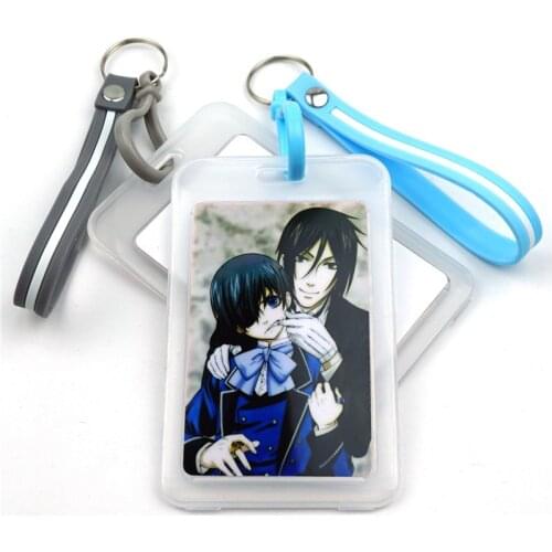 Anime Black Butler Transparent Keychain ID Card Holder Credit Bank Card Protective Case Student Bus Card Kuroshitsuji Card Cover
