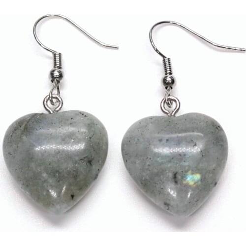 100-Unique Romantic Style 1 Pair Silver Plated Cute Heart Earrings With Labradorite Stone For Female Party Gift
