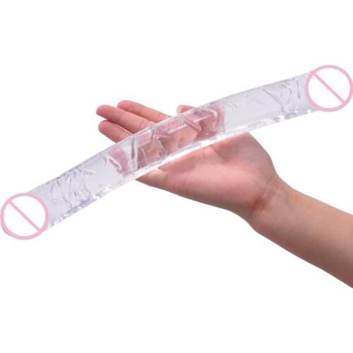 Ladies double-headed glass masturbation stick Glass dildo Crystal flesh-colored penis Prostate massager Gay toy Sex shop Ass 18