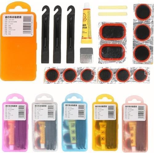 1 set Cycling Flat Tire Repair Rubber Patch Glue Lever Set Mountain Bike Bicycle Repair Tools Tire Fix Repair Kit Mender TSLM1