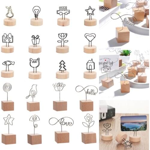 1PC Creative Round Wooden Photo Clip Memo Name Card Pendant Holder Note Articles Picture Frame Table Number Wedding Photo Holder