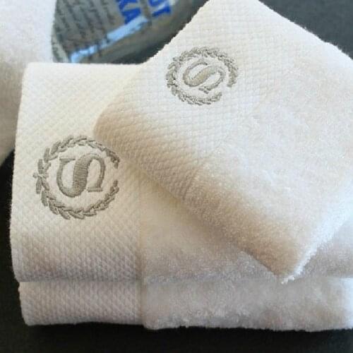 100% cotton high quality white towel set with 3 pieces, hotel towels bathroom, logo embroidery is available for hotels