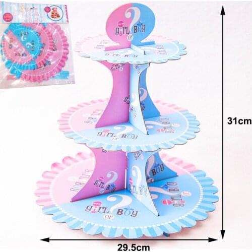 197pcs/pack Baby Shower Cake Decoration Set Boy or Girl 3-Tier Cardboard Cupcake Stand Cupcake Liners Paper Cups Muffin Topper