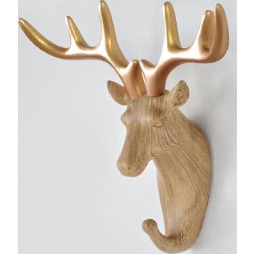 3D DEER STATUE SCULPTURE WALL DECOR COAT HOOK CLOTHES HANGER HIGH QUALITY RESIN HOME DECORATION ACCESSORIES ANIMAL ART FIGURINE
