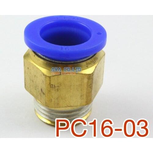 5 Pieces Tube OD 16mm x 3/8" BSPT Male Straight Pneumatic Connector Push In To Connect Fitting