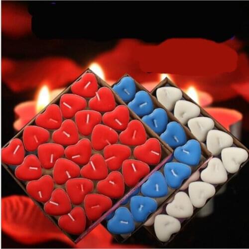 50pcs Romantic Smokeless candles circle heart-shaped Tealight decorative candle for birthday wedding party home decor