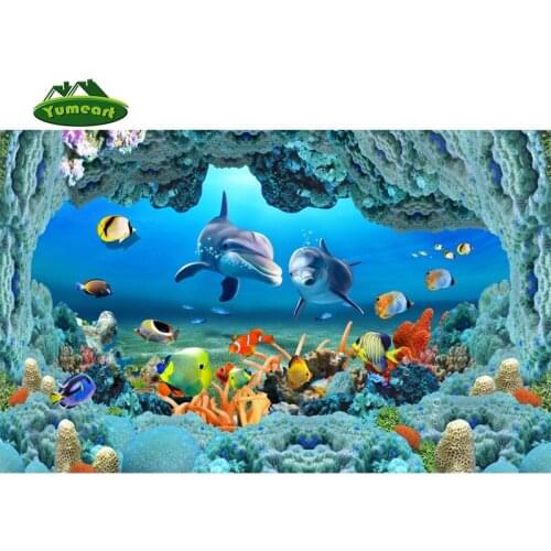 5D Square Rhinestone Diamond Painting Cross Stitch Kits New DIY Needlework Resin Craft Cute The Dolphins In Undersea World